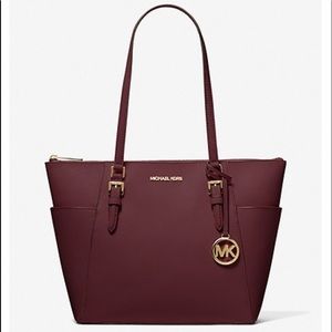 MICHAEL KORS LARGE CHARLOTTE SHOULDER BAG Dark Cherry NWT